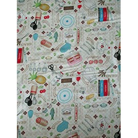 Quality Fabric 100% Cotton Fat Quarter (18'' x 22'') Baking Items Cakes Spatula Cooking Baking Mit More Bake Cute