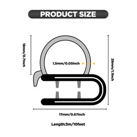VAGURFO Rubber Edge Trim,Car Weather Striping,Door Rubber Seal Strip Trim Seal,Automotive Weather Stripping Edge Guard for Cars, Boats, RVs, Trucks, and Home Applications (10 FT)
