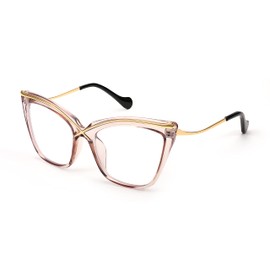 FEISEDY Blue Light Filter Glasses Women Without Prescription Classic Cat's Eye Computer Glasses Blue Light Blocking Glasses PC Gaming Glasses B2956, Transparent tee