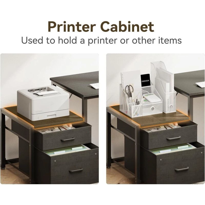 Casaottima L Shaped Desk with Drawers & File Cabinet, 55