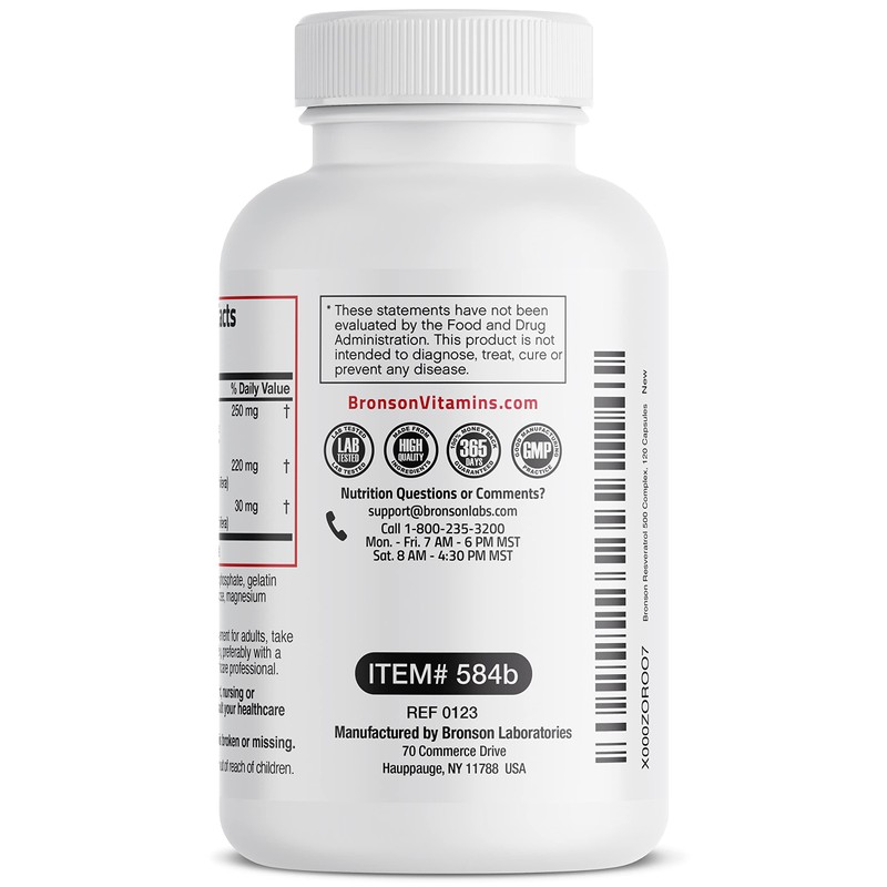 Bronson Bronson Resveratrol 500 Complex Standardized Trans-Resveratrol + Grape Seed