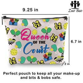 Pickleball Queen Makeup Bag Pickleball Lover Gift Queen of The Court Cosmetic Bag for Pickleball Player (Queen)
