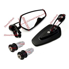 DREAMIZER Black Motorcycle Handlebar Mirrors, 7/8" 22mm Rear view Wing Mirrors Motorbike for Scooter Cruiser Sport Bike Chopper (Black)