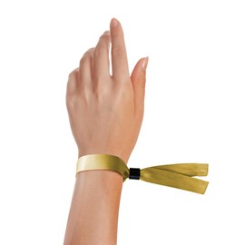 Wristco 100 Cloth Event Wristbands - Gold Fabric Bracelets Wrist Bands for Concerts Festival Admission Party 13 ½” x ½”