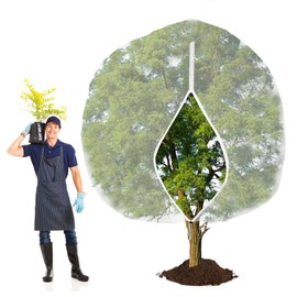 Foyego 5.9 * 4.9Ft Large Fruit Tree Netting Cover with Zipper/Drawstring, Huge Reusable Garden Netting Insect Bird Barrier Mesh for Protecting Plants Figs Peaches Apples Trees from Animals(White)