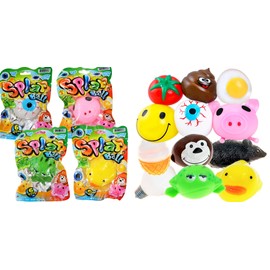 JA-RU Squishy Splat Ball (4 Toys Assorted) Squishy Dumplings Easter Baskets Stuffers for Kids. Stress Balls for Work. Sensory Pre Teen Toys. Bulk Splat Balls. New2-5303-4p