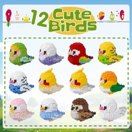 Parrot Micro Building Bricks Kits, Cute Bird Mini Building Blocks Set, Colorful Parrot Toy Educational Creative Model Building, for Girls and Boys Age 8-20, Gift for Christmas, Birthday