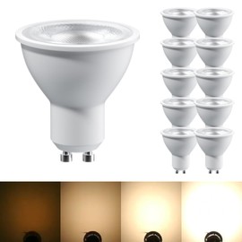 LISTOCASA GU10 LED Bulbs Dimmable, Light Bulb 3000K Soft Warm White, 630LM LED Spotlight Bulb 7W(50W Halogen Equivalent) Track Lighting Bulb for Kitchen, Range Hood, Bedroom, 3000K, 10-Pack