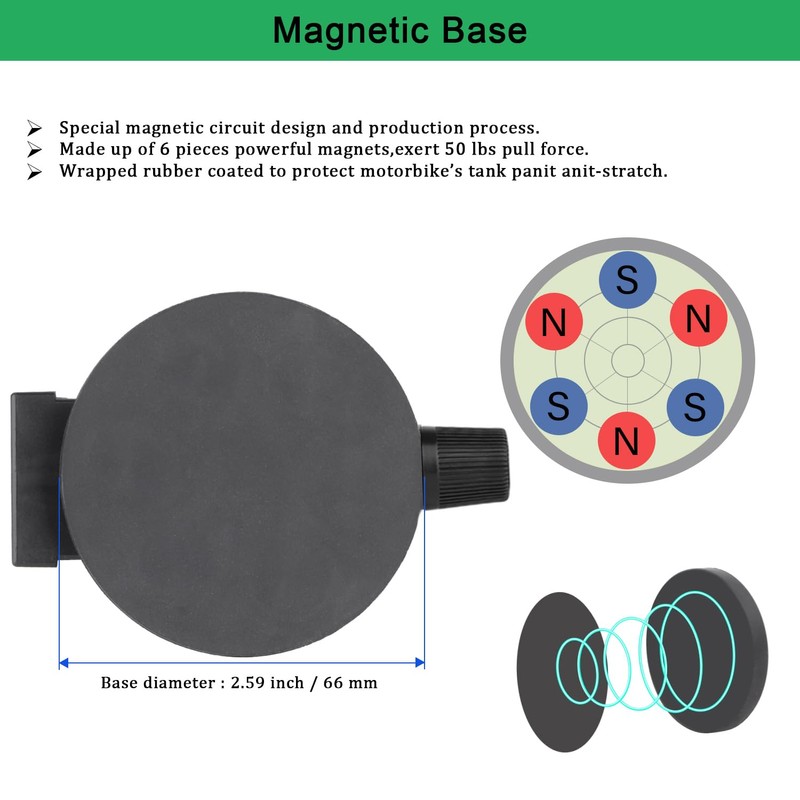 Magnetic Motorcycle Phone Mount Holder,Strong Magnetic Attracts Tank,Non-Slip & Anti-Scratch,