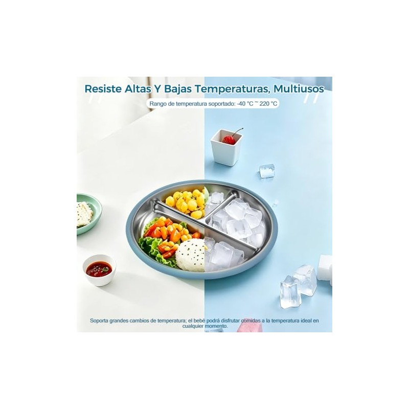 Platos de Acero Inoxidable para Bebe, Set de Alimentación para