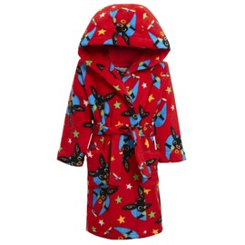 Bing Bunny Dressing Gown for Kids Hooded Bathrobe Boys Girls Fleece Character Robe Red 5 Years