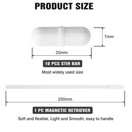 Toolly Paquete de 11 barras de agitador magnéticas de 1 pulgada + recuperador magnético de 10 pulgadas