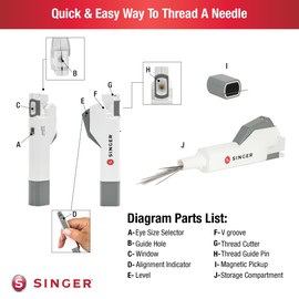 SINGER Needle Threader Assistant - Automatic Hand Sewing Needle Threader