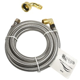 HQRP Manguera universal de acero inoxidable de alta calidad con conexión Comp de 3/8 x 3/8 pulgadas y codo MIP de 90 grados 3/8 pulgadas o ajuste de cuello de cisne giratorio de 3/4 pulgadas, línea de