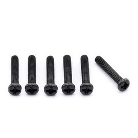 Musiclily Pro Metric M3x16mm Steel Saddle Intonation Screws for Imported Electric Guitar Bass Bridge, Black (Set of 6)
