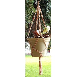 Macrame Plant Hanger 36" Vintage Style 4mm Cord with Beads Choose Color (Sand)