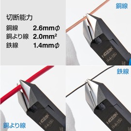 Hozan N-4-150 Oblique Nipper, Sharp Edge Finish, Easy to Use with Cutting Copper Wire, Total Length 6.2 inches (158 mm)
