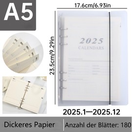 Koolkasa 2025 Weekly Planner Monthly Planner Insert A5, Calendar Inserts with Hard Cover, Ring Binder Calendar, Inserts 6 Hole Personal Organiser for Work and Study & Financial Management 140 mm x 206