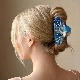 Galaxy Hair Claw Clip for Women and Girls, Large Non-Slip Hair Claw for Thick and Thin Hair, Space-Inspired Hair Accessory for Everyday Wear and Effortless Styling