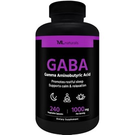 ML Naturals GABA (Gamma-Aminobutyric Acid) Vegetable Capsules. (240)