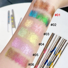 Kaely Glitter Gel Eyeliner Pencil,Colorful Color Shifting Eye Liner Makeup Pen,Bronze Metallic Eyeliner Waterproof Long Lasting,Eyeliner Sharpeners Tool Stencils,delineador de ojos contra el agua,01