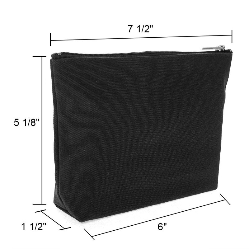 Aspire 6-Pack Black Canvas Cosmetic Bags 7 1/2 x 5