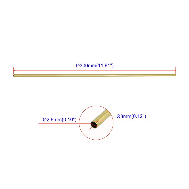 Aopin Brass Round Tube Copper Pipe ID 2.6mm / 1/10"