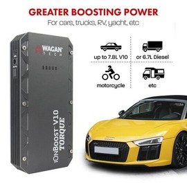Wagan iOnBoost V10 14.8V Lithium Jump Starter up to 6.7L Diesel & 7.8L V10 USB