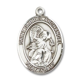 bliss Sterling Silver St Gabriel the Archangel Medal Pendant Necklace 24" Chain W/ Box