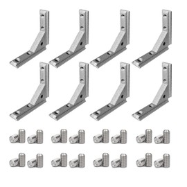 BLCCLOY 8Pcs 2020 Aluminum Extrusion Panel Corner Bracket T Slot Inside L Shape Joint Angle Hardware Connector with Screw for 20 Series 20/20 2040 V Slot Extruded Aluminum Profile