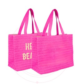 Hello Beaches: beach bags for women vacation. A packable straw bag that folds flat. A large tote bag are beach essentials. Use as a travel beach bag. Take this Beach Tote Bag on Vacation