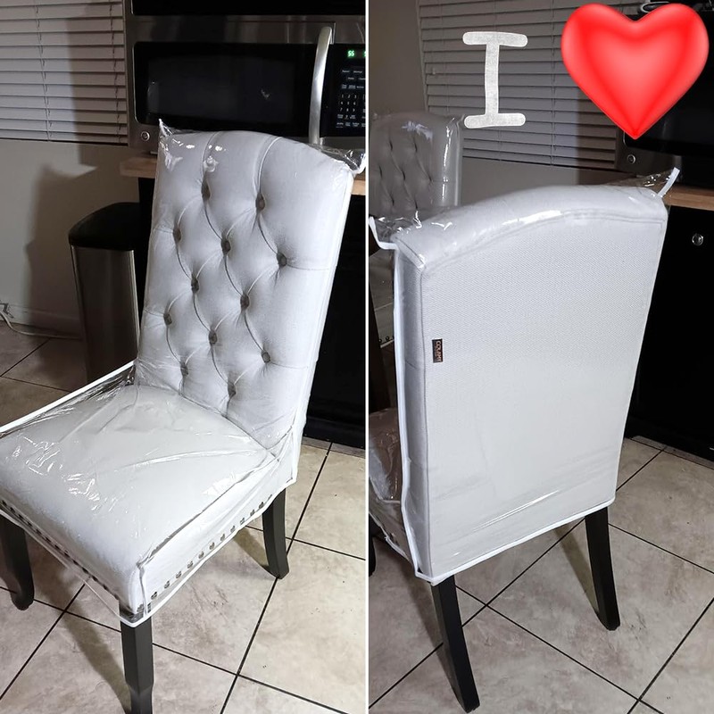 AYNINENG Plastic Dining Chair Protector, Chair Covers with Backrests, Clear
