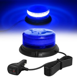Dinfu Blue Light Car, Blue Light Magnet 12 V Front Flasher Magnetic Base Rotating Light Blue 9 Flashing Light Warning Light with Car Charging Cable for Police Car Truck UTV