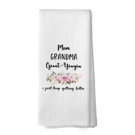 Mcehtle Great Yiayia Gifts Kitchen Towels, Grandma Gifts from Grandchildren Grandkids Hand Towel, Grandmother Gift, Yiayia Gifts for Grandma Decorative Tea Towel Dish Towels 16x24 Inch