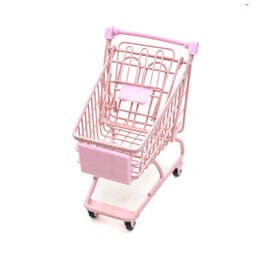 XNHIU Mini Supermarket Handcart Shopping Cart Desk Storage Toys Metal Shopping Grocery Handcart Mini Brands Food Table Decor for Kids Adults (Pink)
