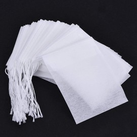 Teebeutel für Losen Tee,200 Stücke Einweg Teefilter Beutel Hochwertiges Papier Teebeutel zum Selbstbefüllen Leeres Teefilterbeutel mit Kordelzug 6x8 cm Weiß