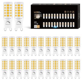 Sailstar G9 LED Bulb Dimmable 40W Equivalent, G9 Bulb 3000K Warm White, 400 Lumens, 360° Beam Angle, No Flicker, 120V, G9 Bi-pin Bulb Ceramic Base, 4W G9 Light Bulbs for Chandeliers, 24 Pack