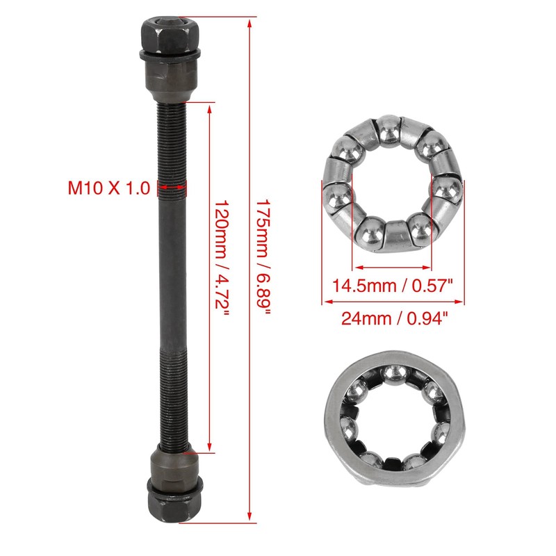 X AUTOHAUX 1 Set 9.5mm Bike Rear Solid Axle with