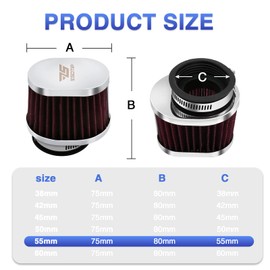2 filtros de aire para motocicleta, universales de 55 mm, filtro de motor de repuesto para moto de suciedad, filtros de aire de alto rendimiento, apto para carburador de motocross, para scooter,