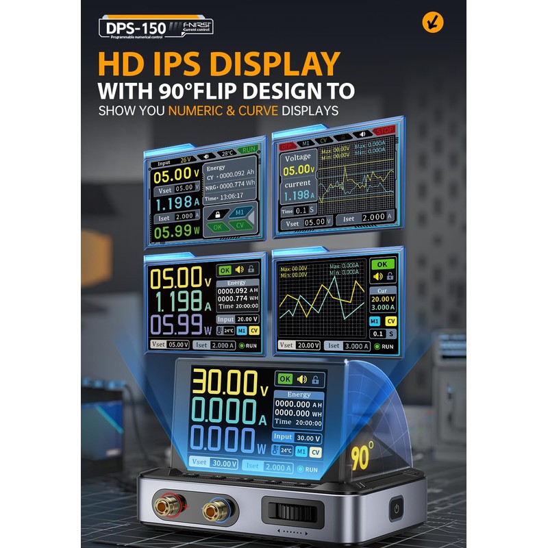 FNRSI【Upgraded DPS-150】DC Power Supply Variable with 100W Fast Charger, 0-30V
