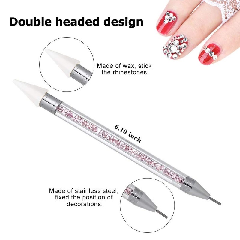 Nail Rhinestone Picker Dotting Tool with Extra 2 Wax Head,