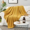 Longhui bedding Mustard Yellow Cotton Cable Knit Throw Blanket for