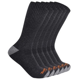 Timberland PRO Men's 6-Pack Performance Crew Length Socks, Charcoal, Large