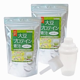 Kenbi Mirai Japanese Soy Protein Green Juice with Barley Wakaba Powder, 10.6 oz (300 g), Placenta, Collagen, Hyaluronic Acid, 2 Bags (Shaker and Spoon) Protein Powder, Health Maintenance