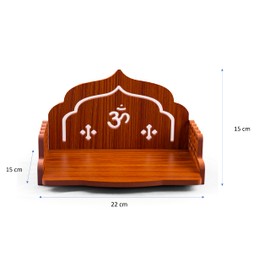 New Wooden Temple Wall Mounted Hanging Table top Pooja Mandir God Stand Shelf for Home Office and Gifting (Om)