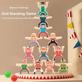 16 PCS Stacking Figure Toys, Fun Balancing Building Blocks Game for Kids 3 4 5 6 7 8 + Years Old Boys and Girls, Family Stacking Games Gift, K Trends.