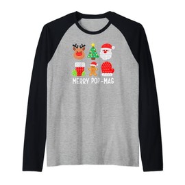 Merry Pop-Mas Christmas Pop Fidget Toy Funny Raglan Baseball Tee