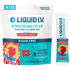 Liquid I.V.® Hydration Multiplier® Sugar-Free - Ring Pop Cherry | Electrolyte Powder Drink Mix | 1 Pack (14 Servings)