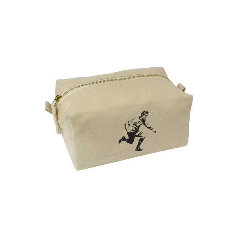 'Vintage Rugby Player Running ' Canvas Wash Bag/Makeup Case (CS00041848)