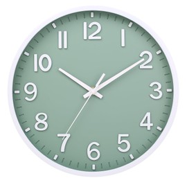 Moiubik Wall Clock 10 Inch Silent Quartz Non Ticking Modern Design Quality Clock Decorative Interior Living Room Kitchen Bedroom Office(green white)